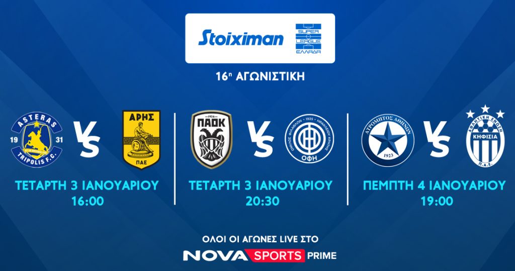 Novasports: Ποδαρικό στο 2024 με υπερθέαμα «διαβολοβδομάδας» σε EuroLeague & Stoiximan Super League με Άρης – ΠΑΟΚ, εμβόλιμη LaLiga, Coppa Italia με Μίλαν, Γιουβέντους, Trophee des Champions Παρί – Τουλούζ!