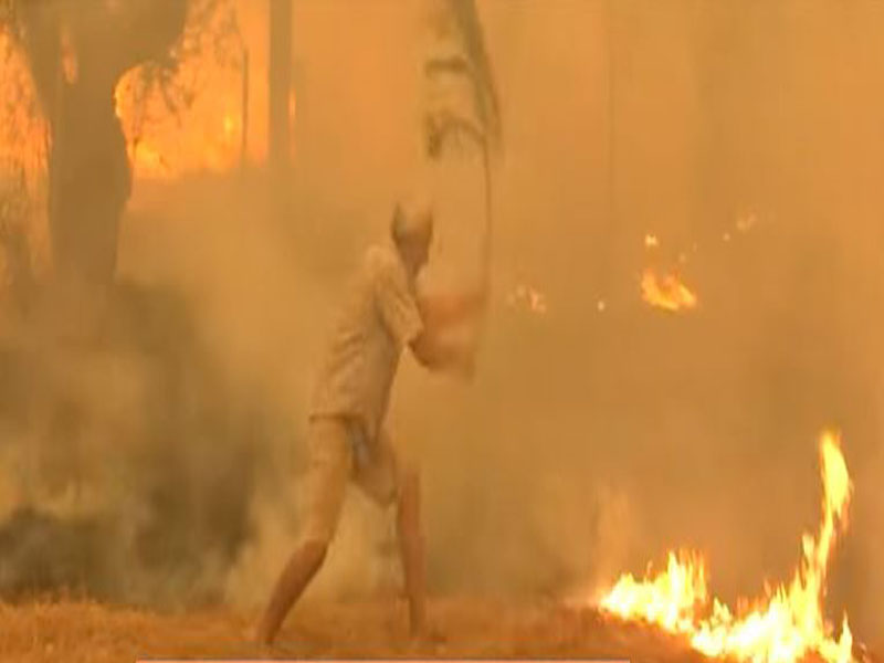 Συγκλονιστικό! Προσπαθούσε με ένα κλαδί να σώσει το σπίτι του από τις φλόγες! (ΒΙΝΤΕΟ)