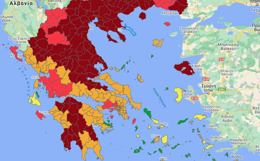 Κορωνοϊός: Στο «κόκκινο» η χώρα – Τι αποκαλύπτει ο χάρτης του ECDC