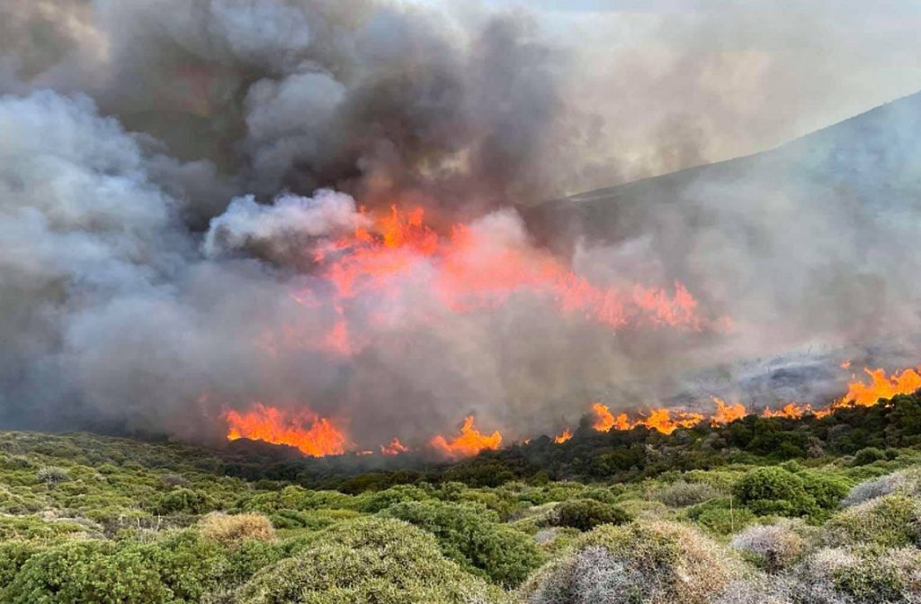 Πυρκαγιά στην Άνδρο – Μήνυμα 112 για εκκένωση του χωριού Γίδες