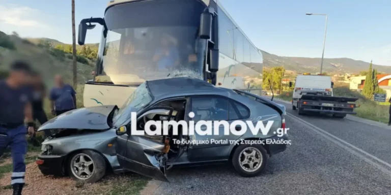 Λαμία: Κτελ παρέσυρε ΙΧ – Χωρίς τις αισθήσεις του ο ένας οδηγός