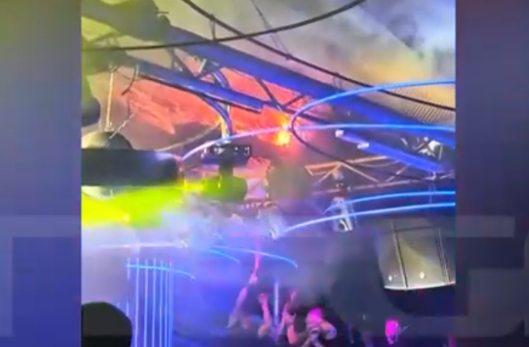 Βίντεο-σοκ μέσα από τη ντίσκο στα Σκόπια, τη στιγμή που καίγεται το ταβάνι