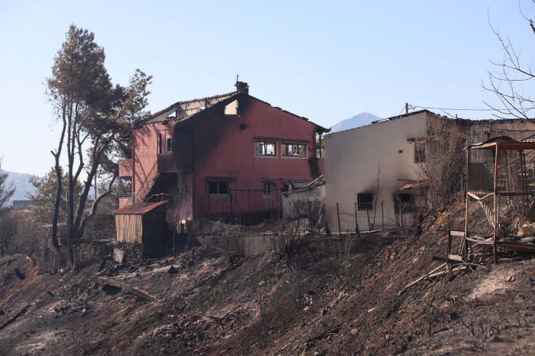 Αυτοψία Κατσαφάδου στις πληγείσες περιοχές από την πυρκαγιά στο Κρυονέρι Αττικής